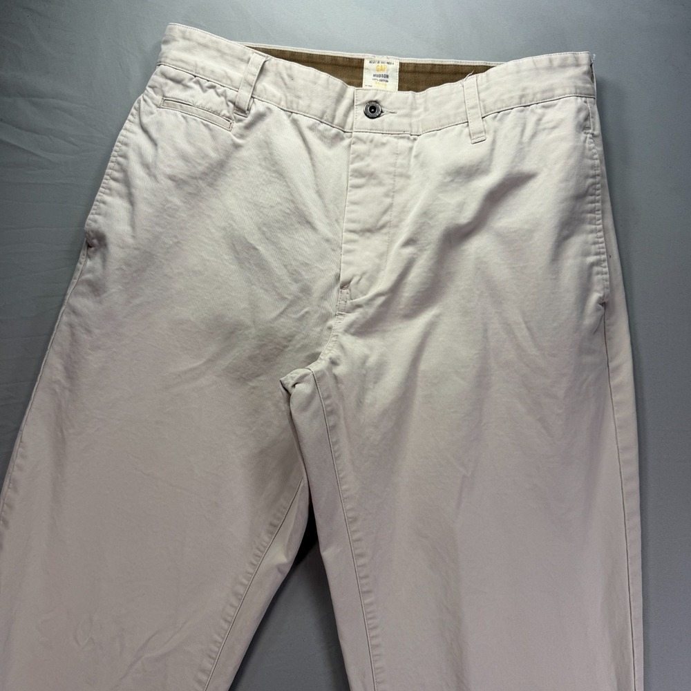 Gap Khaki Chino Pants Mens 34x30 (Fits 32x30) Beige Pockets Canvas Travel - Picture 2 of 9